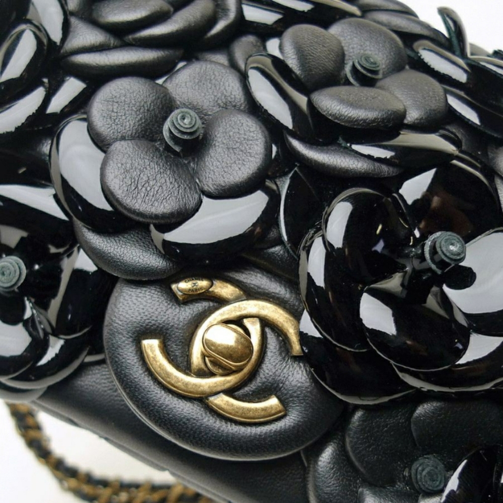 The CHANEL Camellia Black Leather Flap Bag - Picture 2 of 10